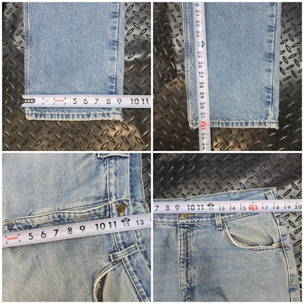 Carhartt B172 DST Relaxed Fit Flannel Lined Jeans Mens‎ 38x32 Light Wash Denim